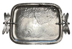 Bandeja libélula de peltre Art Nouveau Kayserzinn de principios del siglo XX de Hugo Leven