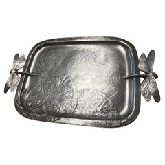 Bandeja libélula de peltre Art Nouveau Kayserzinn de principios del siglo XX de Hugo Leven