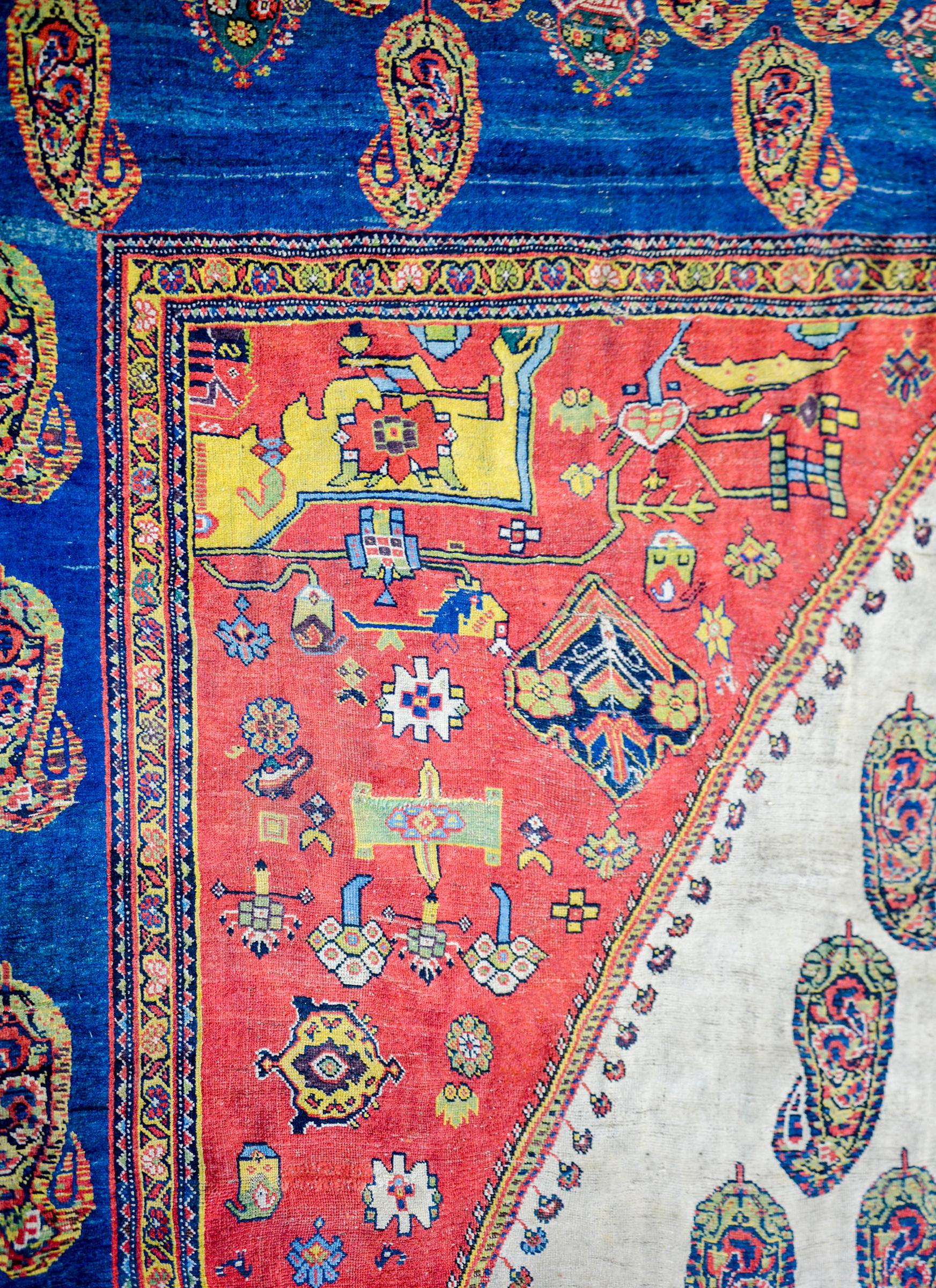 Vegetable Dyed Early 20th Century Khamseh Rug For Sale