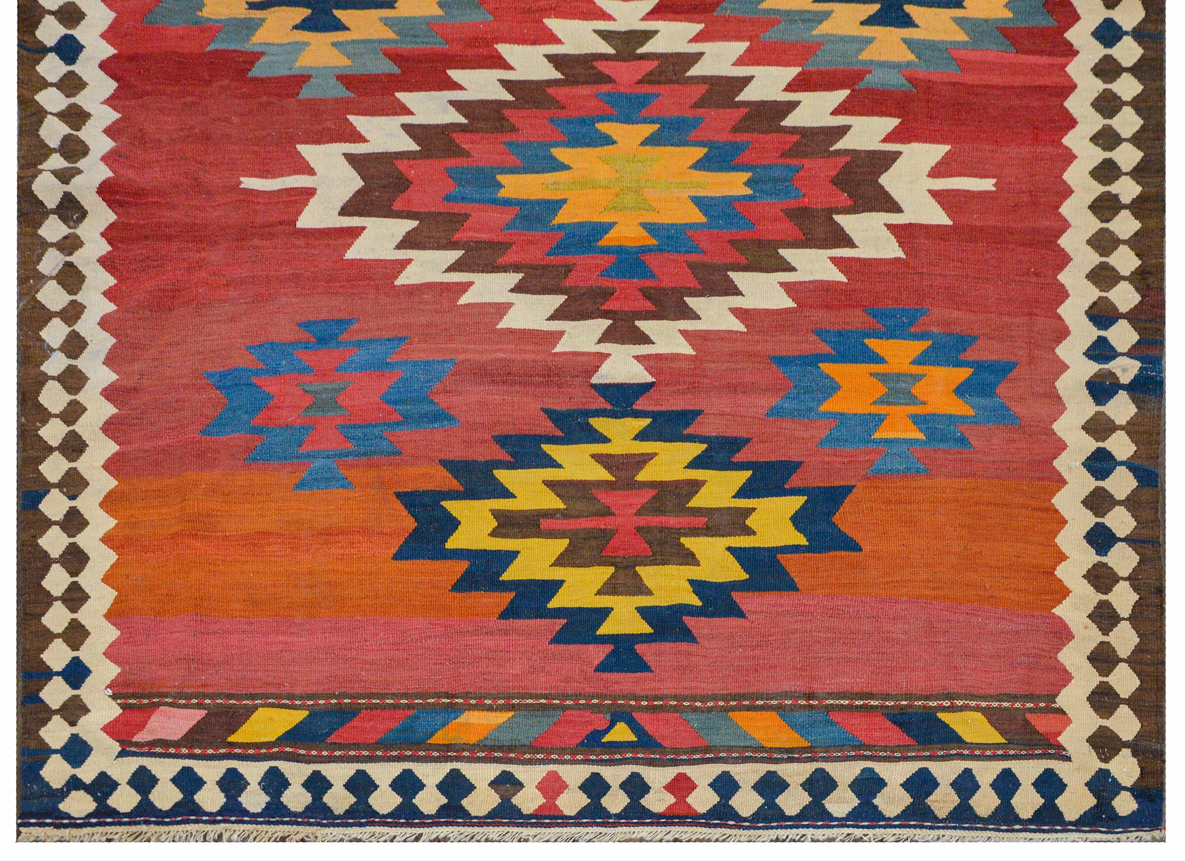 Vegetable Dyed Early 20th Century Kilim Runner For Sale