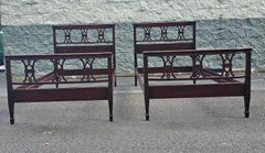 Early 20th Century Kindel Oxford Mahogany Chippendale Twin Bedstead, Pair