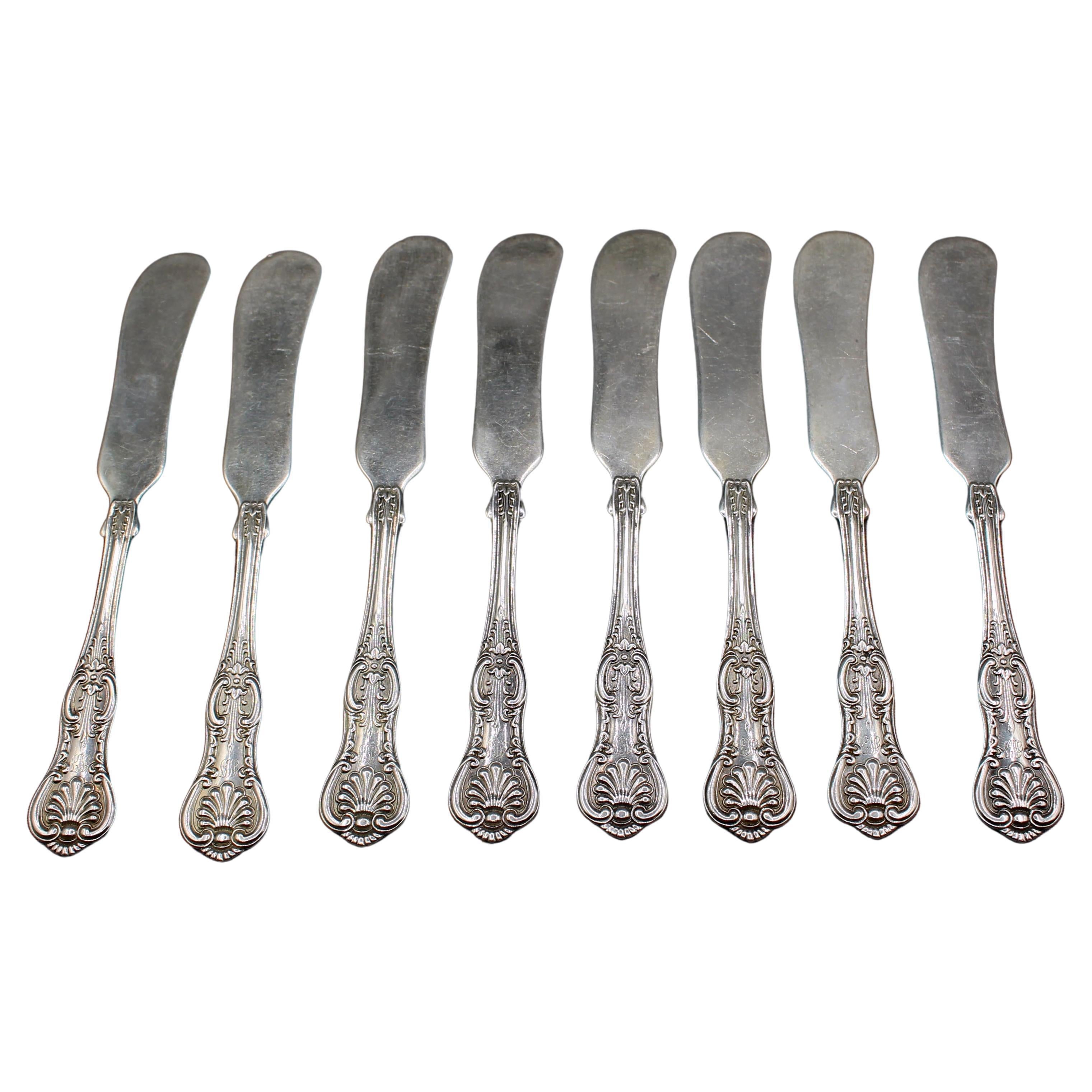 Early 20th Century "Kings" Pattern Sterling Silver Butter Spreaders by Wallace For Sale