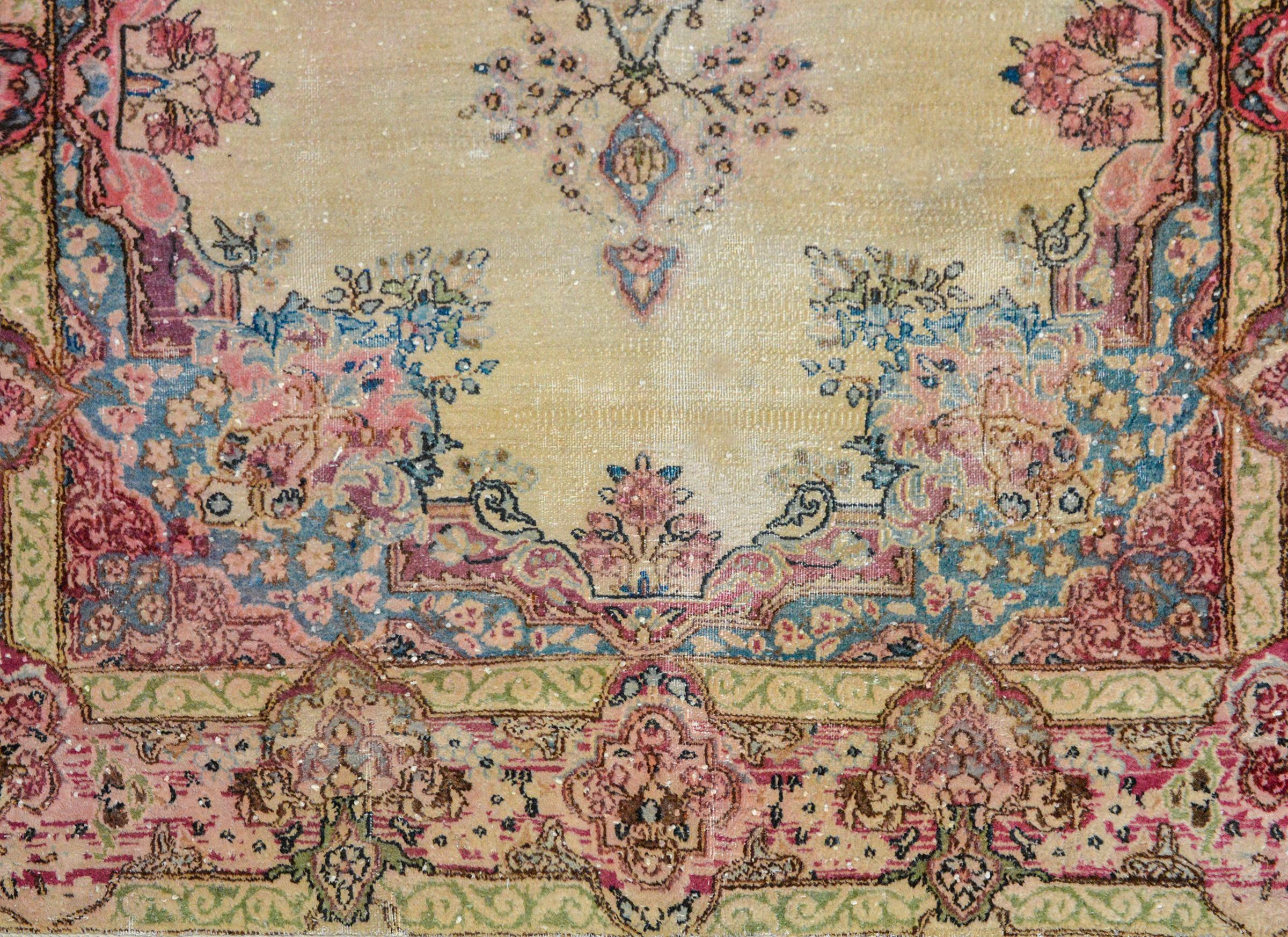 Hand-Knotted Early 20th Century Kirman Rug For Sale
