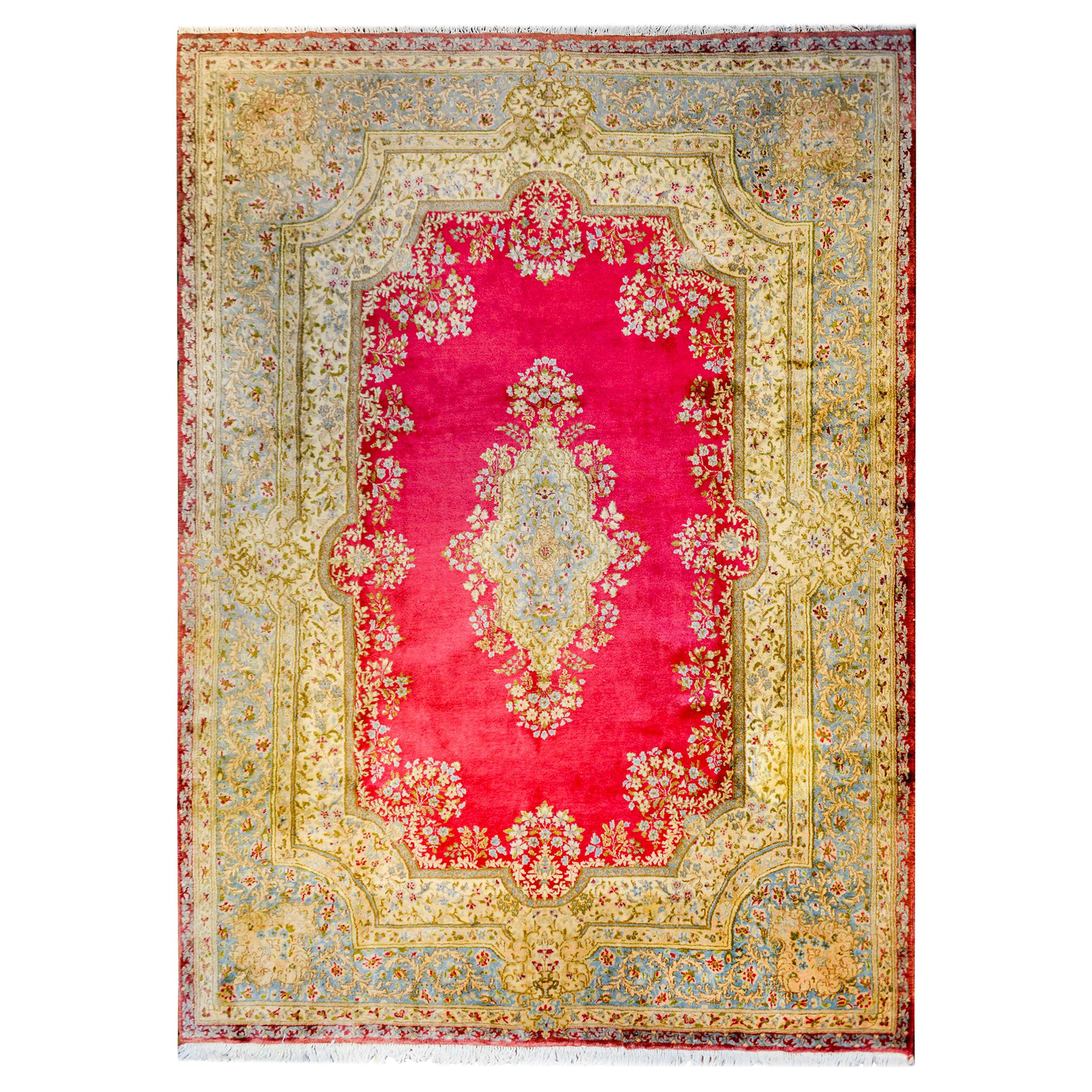 Circa 1950 Kirman Rug For Sale