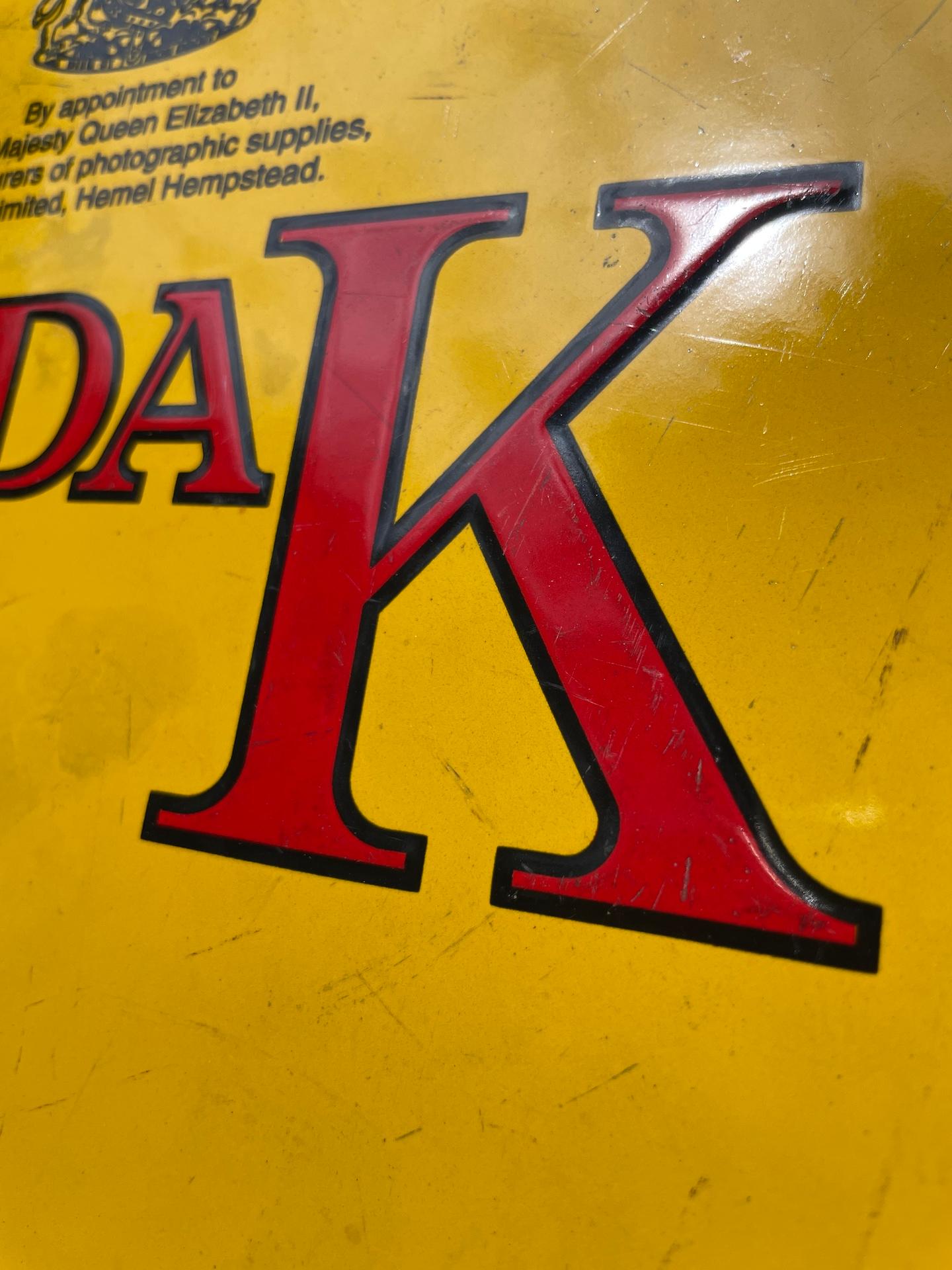 Metal Early 20th Century Kodak Advertising Enamel Sign, English, For Train Rides  For Sale