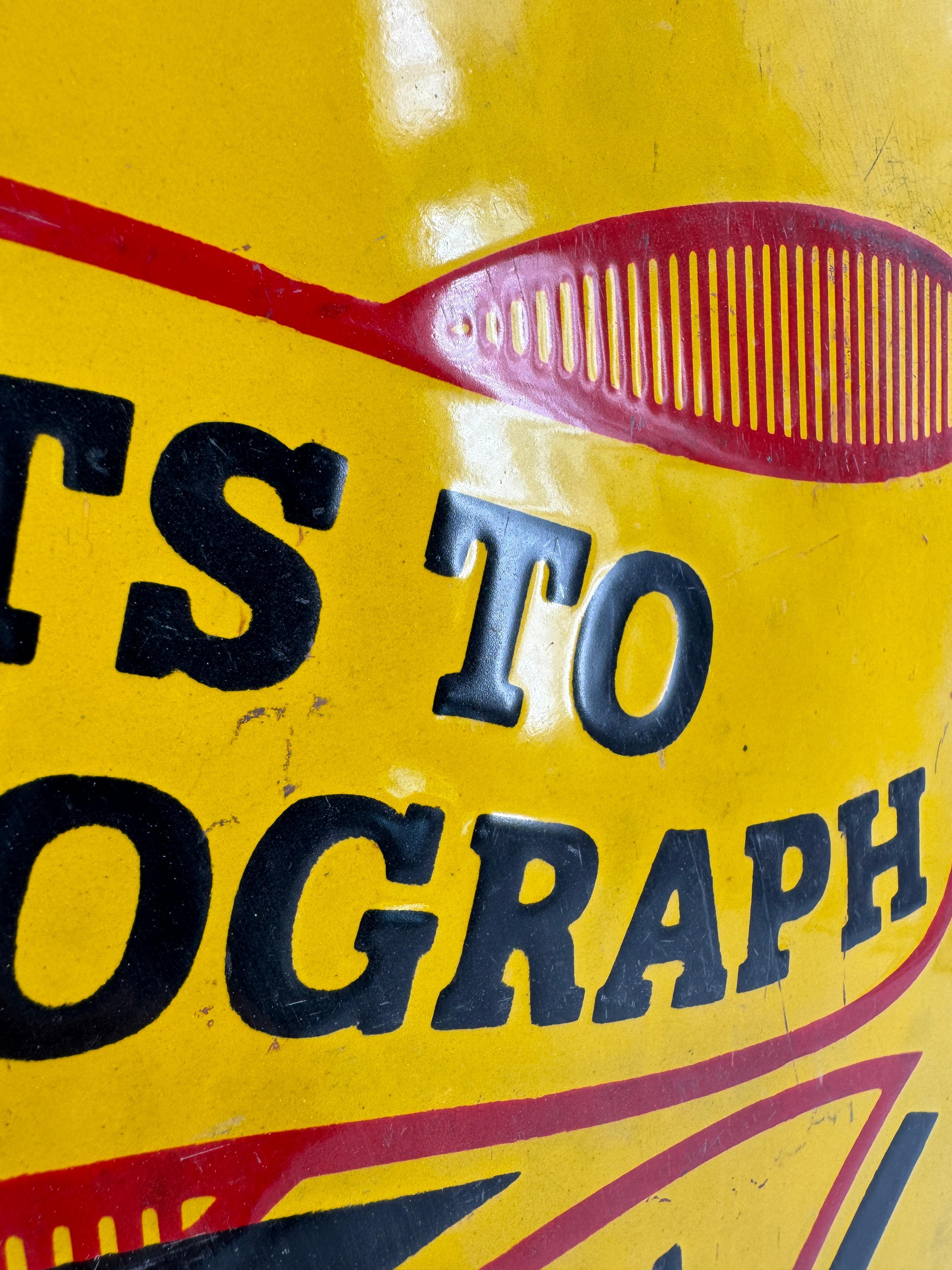 British Early 20th Century Kodak Advertising Enamel Sign, English, For Train Rides  For Sale
