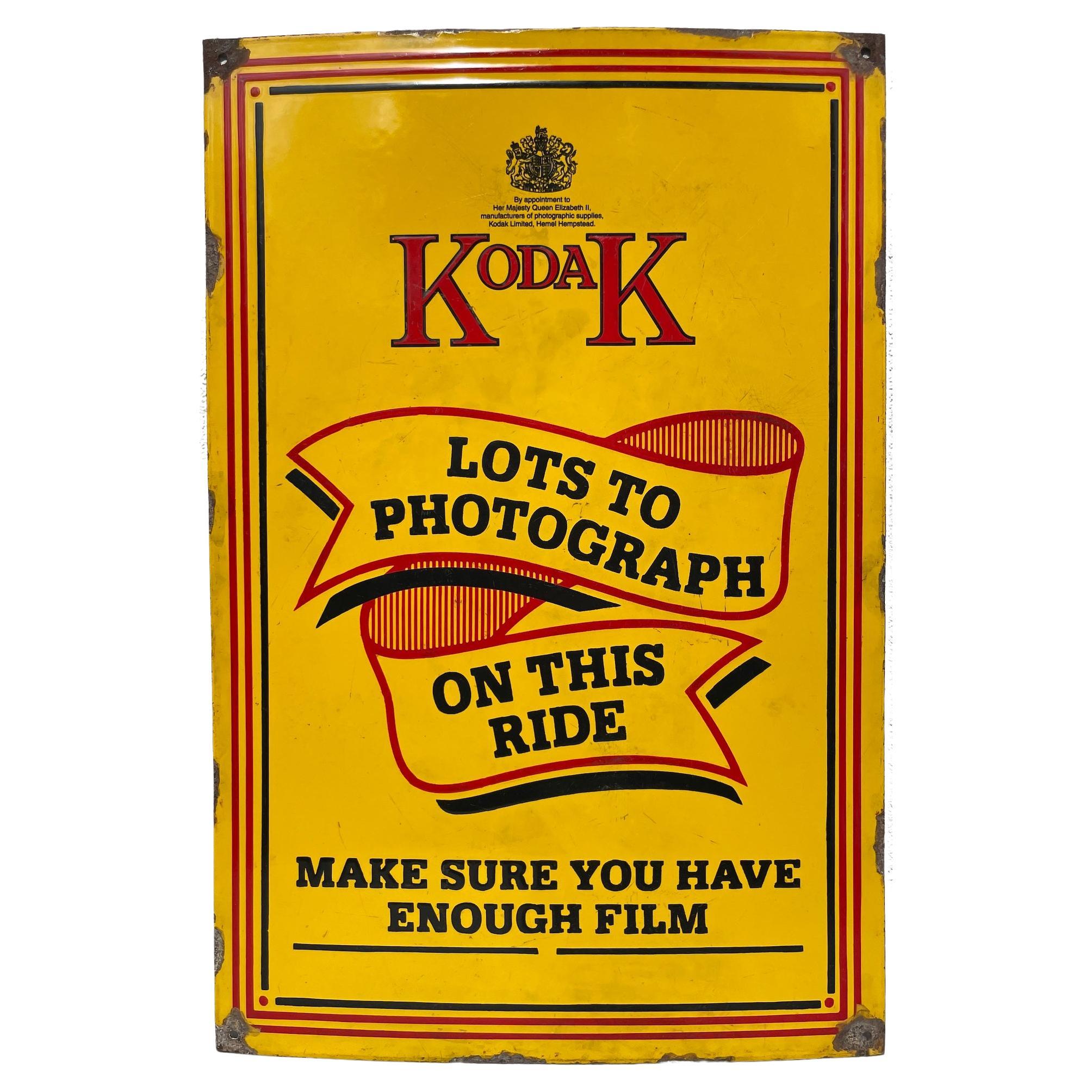 Early 20th Century Kodak Advertising Enamel Sign, English, For Train Rides  For Sale