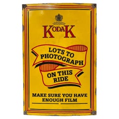 Retro Early 20th Century Kodak Advertising Enamel Sign, English, For Train Rides 