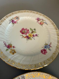 Antique KPM Berlin Plates Set, Floral Design, Early 20th Century