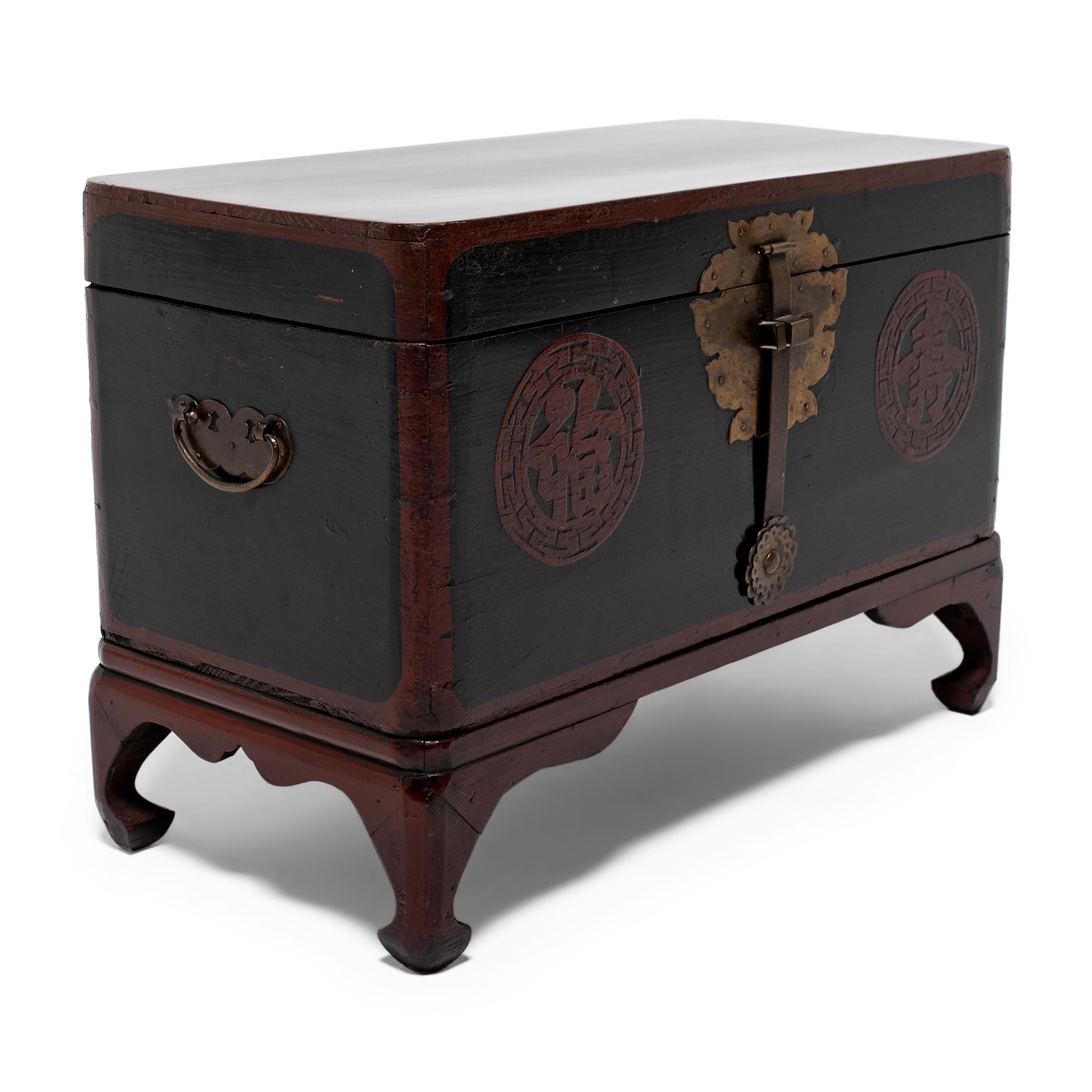 Lacquered Korean Wedding Chest, c. 1920 For Sale