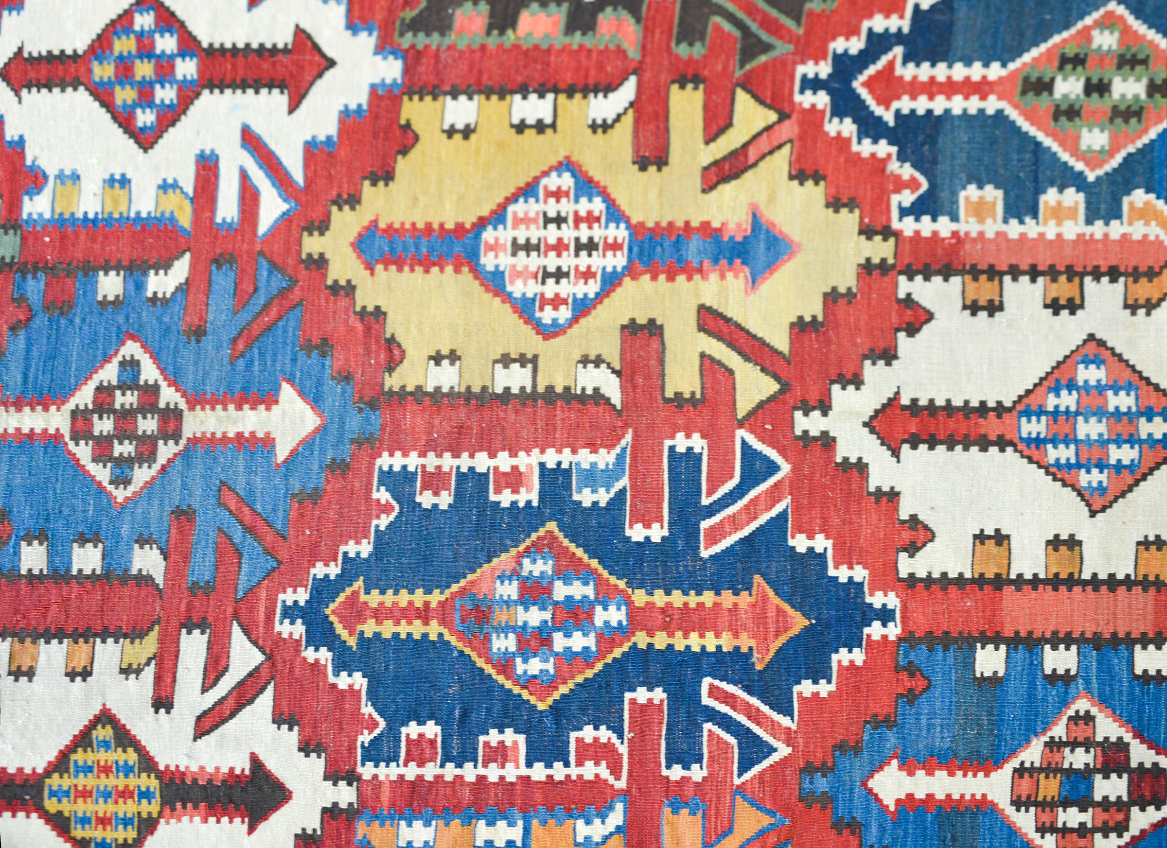 Hand-Knotted Early 20th Century Kuba Kilim Rug For Sale