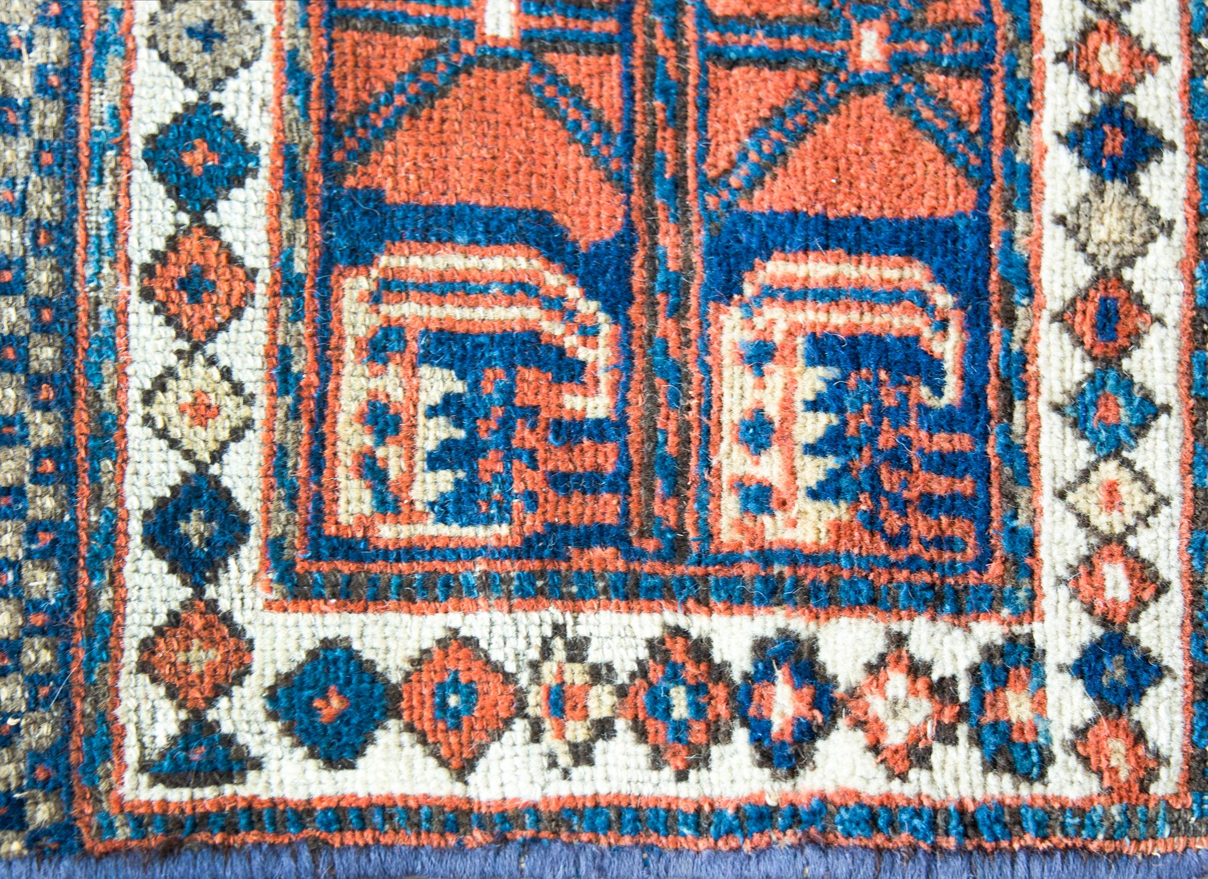 Hand-Knotted Early 20th Century Kurdish Bag Face Rug For Sale