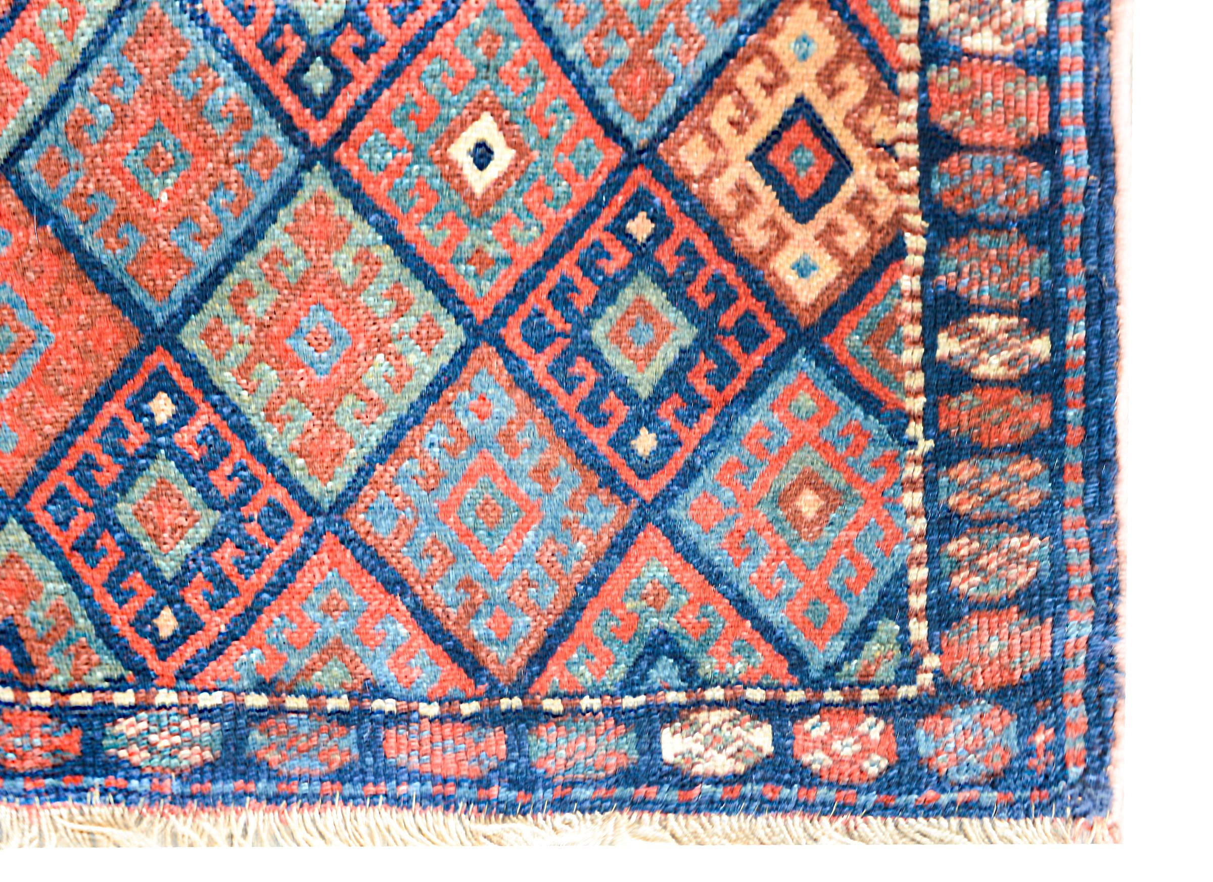 Wool Early 20th Century Kurdish Jaffe Rug For Sale