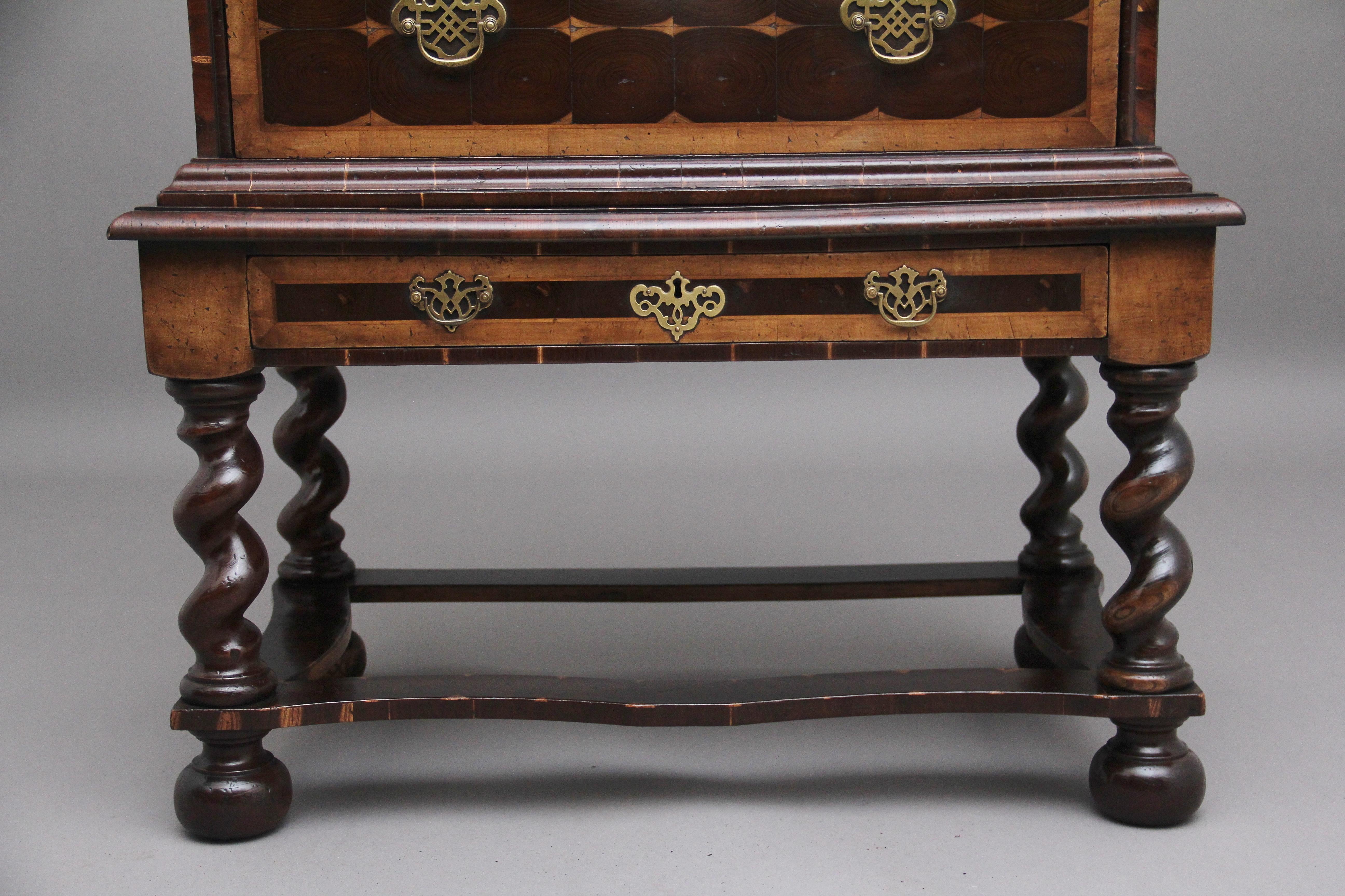 Early 20th Century Laburnam Oyster Chest on Stand in the Style of William & Mary For Sale 4
