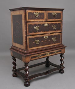 Early 20th Century Laburnam Oyster Chest on Stand in the Style of William & Mary