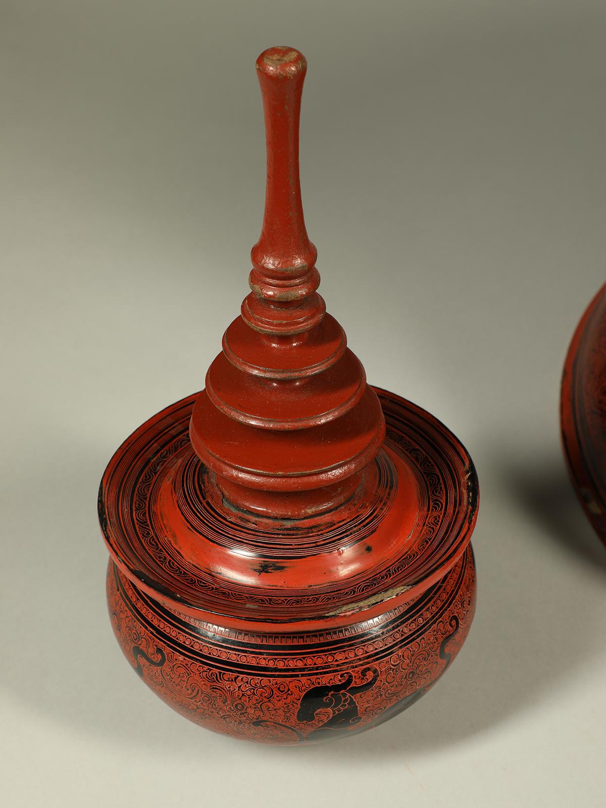 Early 20th Century Lacquer and Bamboo Offering Vessel, Hsun Ok, Pagan, Burma For Sale 1