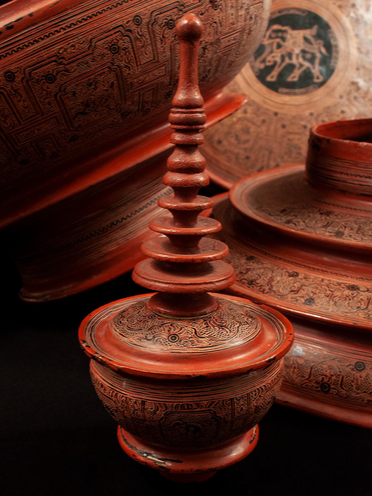 Early 20th Century Lacquer and Bamboo Offering Vessel, Hsun Ok, Pagan, Burma 3