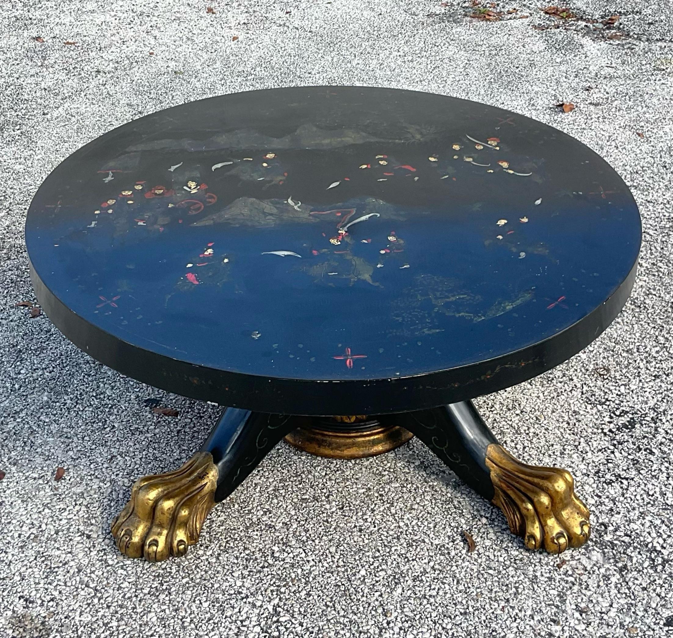 Early 20th Century Lacquered Claw Foot Coffee Table For Sale at 1stDibs