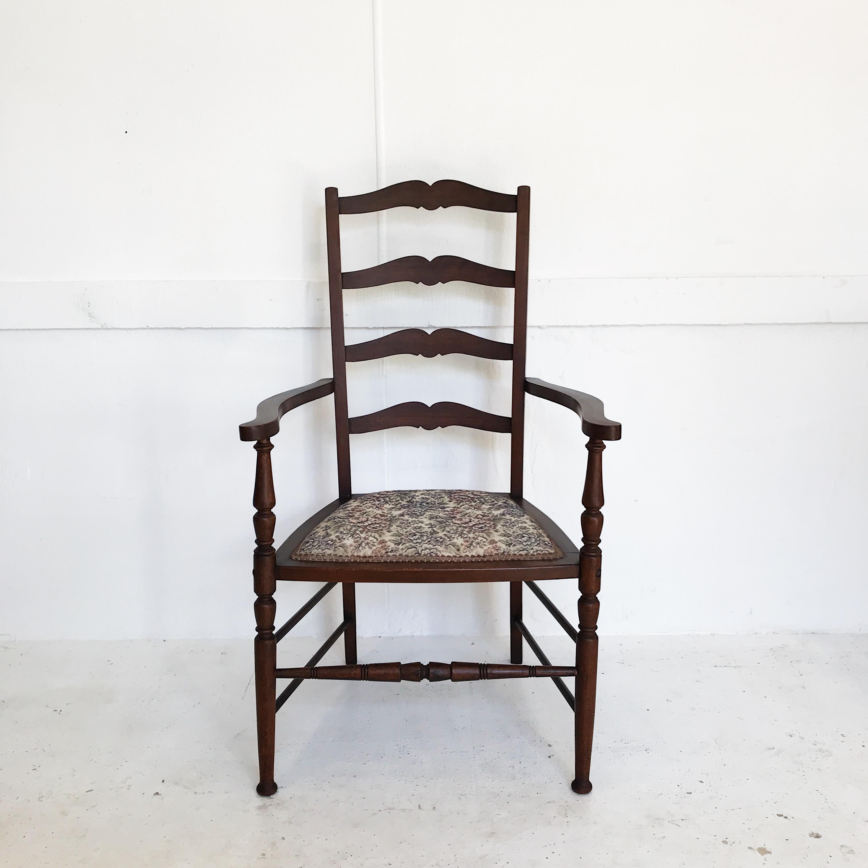 Beautifully delicate ladder back chair by Beard Watson Limited, Sydney retailer and manufacturer of high-class, quality furniture, circa 1910s. This piece was produced in the most prolific and renowned period of Beard Watson's tenure. 

Features