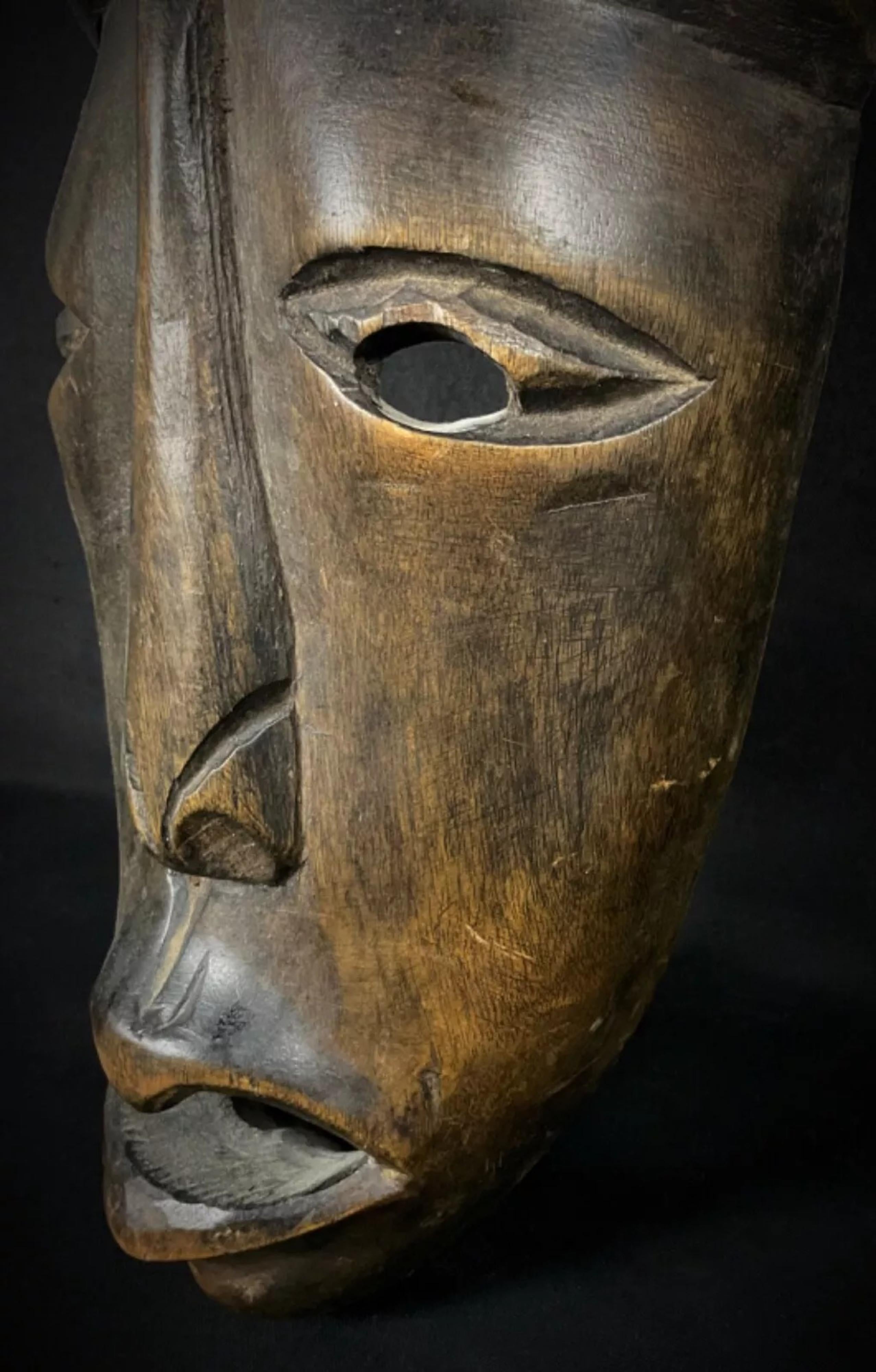 XX secolo Early 20th Century Large African Wooden Mask - 2Y474 in vendita