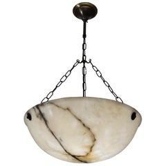 Antique Early 20th Century Large and Amazing Condition Alabaster Pendant Chandelier