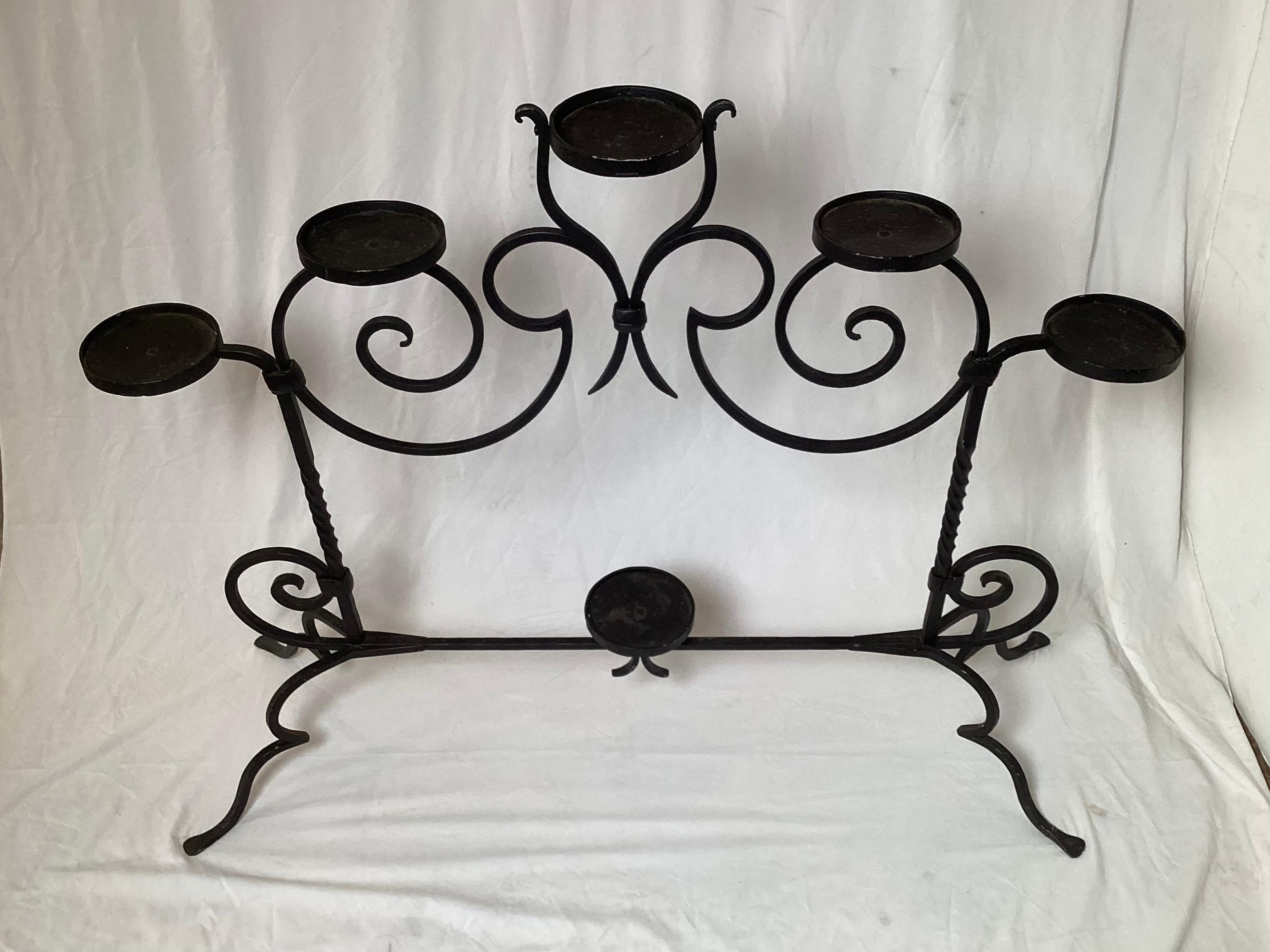 Early 20th Century Large Black Wrought Iron Plant Stand or Candle Holder For Sale 6