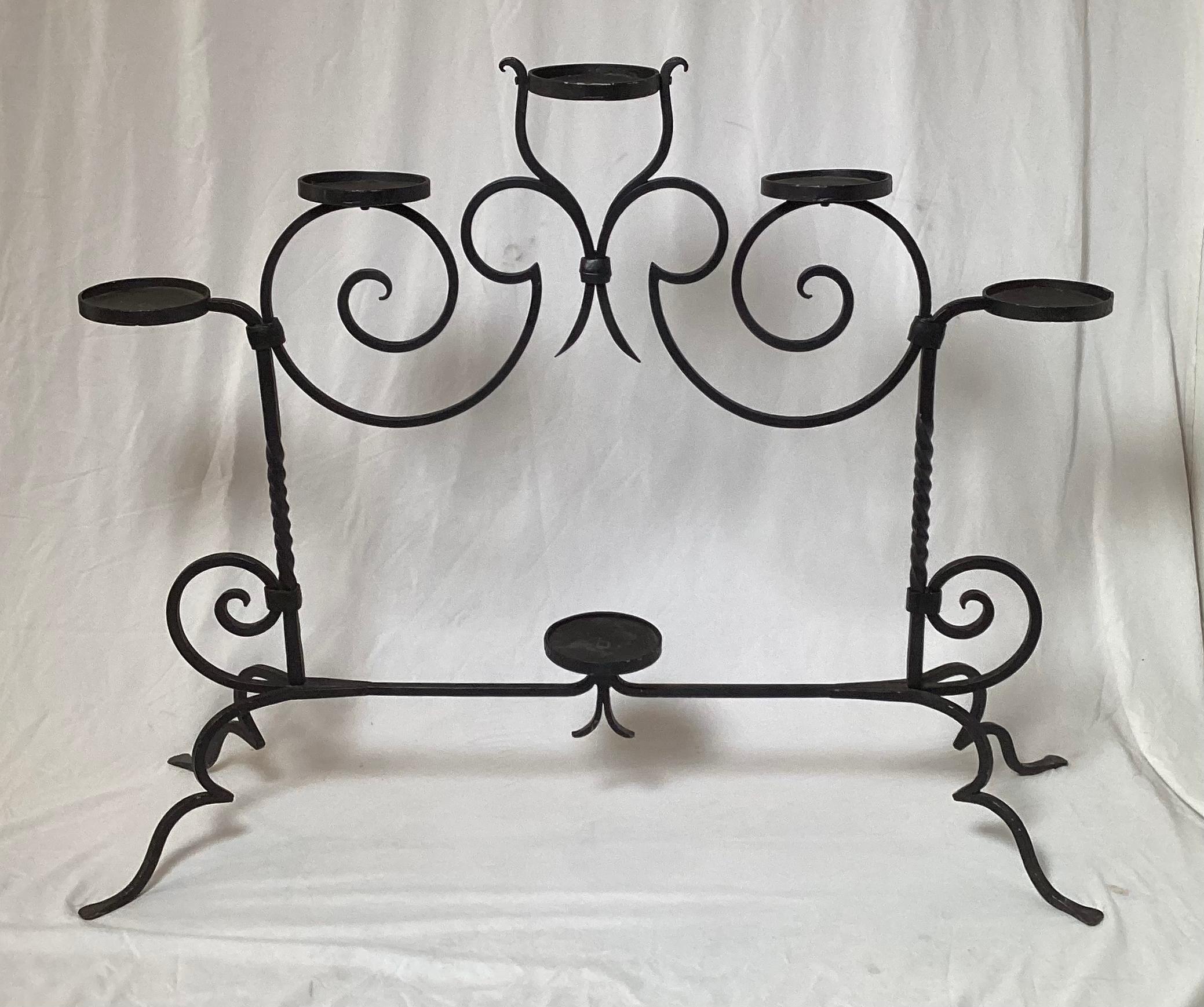 Early 20th Century Large Black Wrought Iron Plant Stand or Candle Holder For Sale 7