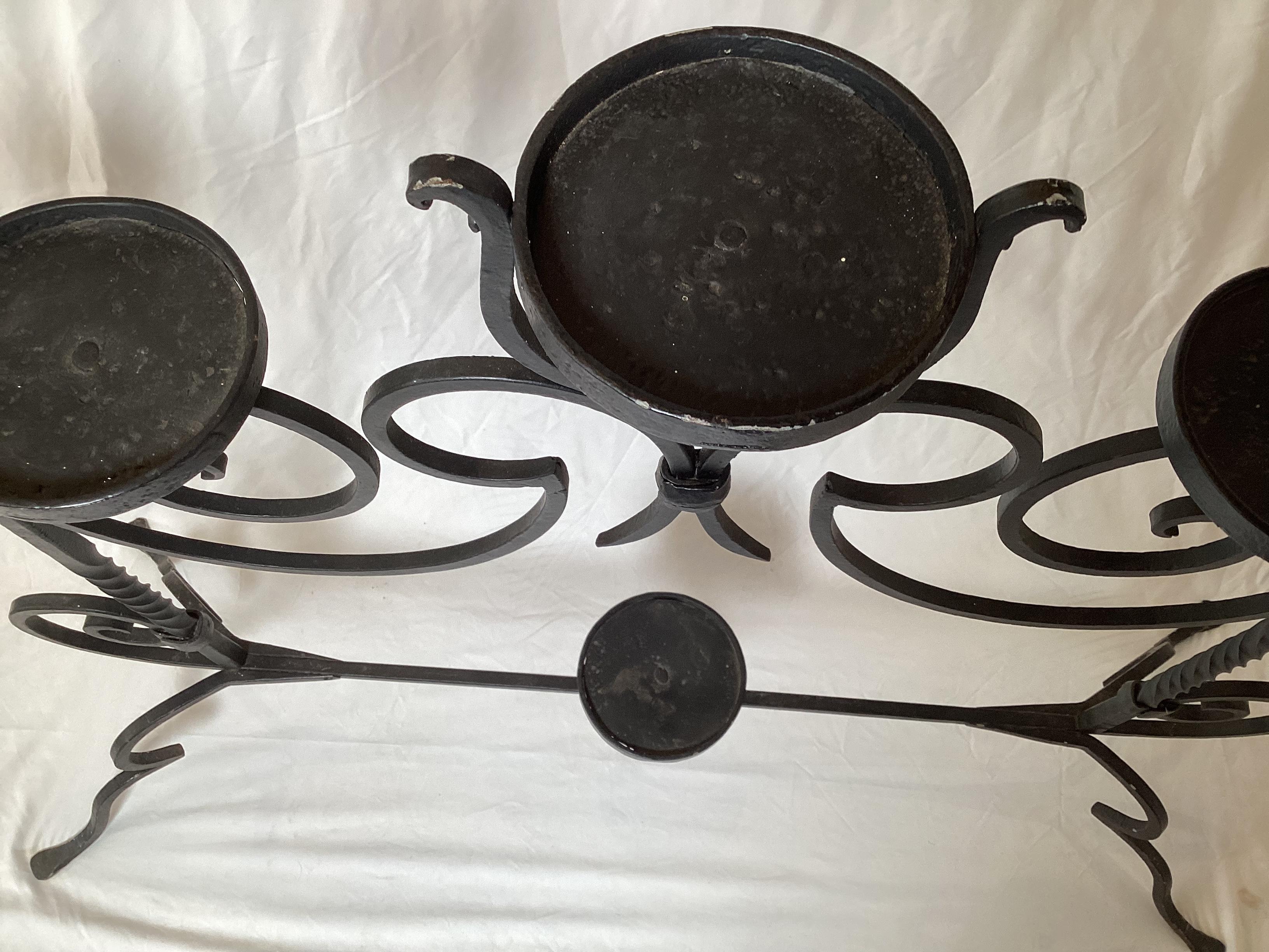 Early 20th Century Large Black Wrought Iron Plant Stand or Candle Holder For Sale 1