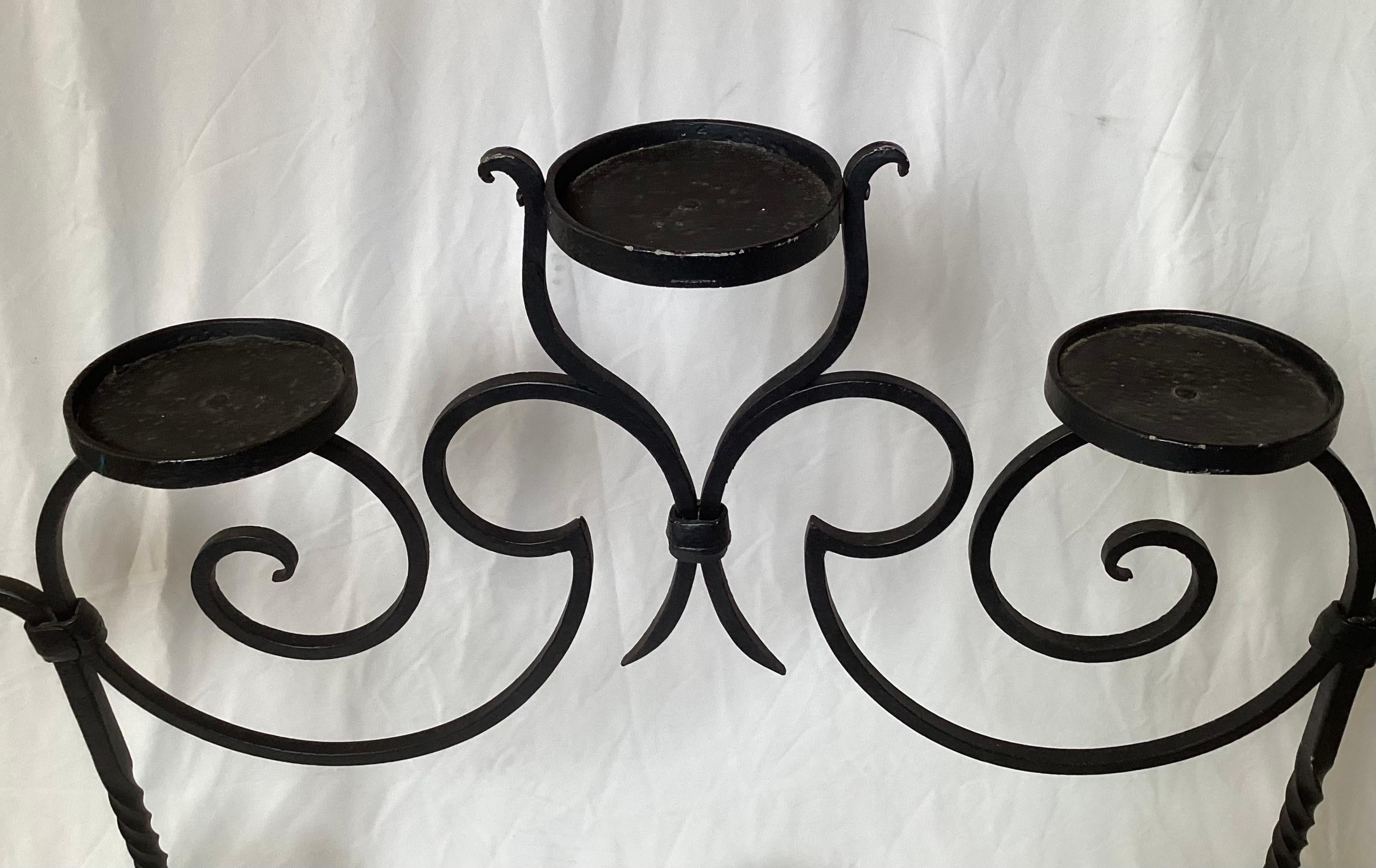Early 20th Century Large Black Wrought Iron Plant Stand or Candle Holder For Sale 2