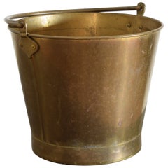 Antique Early 20th Century Large Brass Patinated Rustic Pail