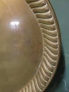Early 20th Century Large Brass Serving Tray with Lobed Edge
