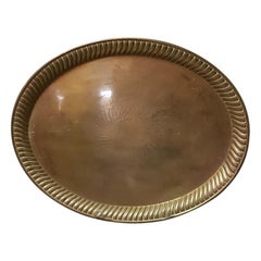 Early 20th Century Large Brass Serving Tray with Lobed Edge