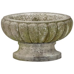 Early 20th Century Large Carved Stone Gadrooned Urn