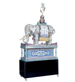 20th Century Large Chinese Cloisonne Enamel Elephant on Stand