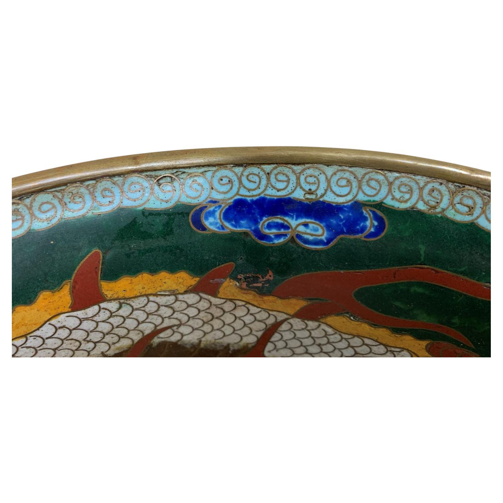 Early 20th Century Large Cloisonné Enameled Chinese Bowl 2