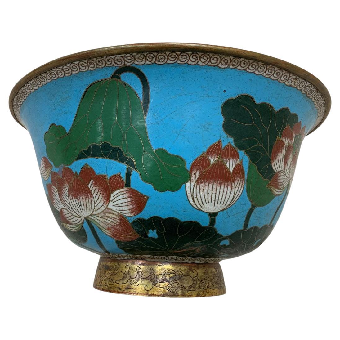 Early 20th Century Large Cloisonné Enameled Chinese Bowl 3