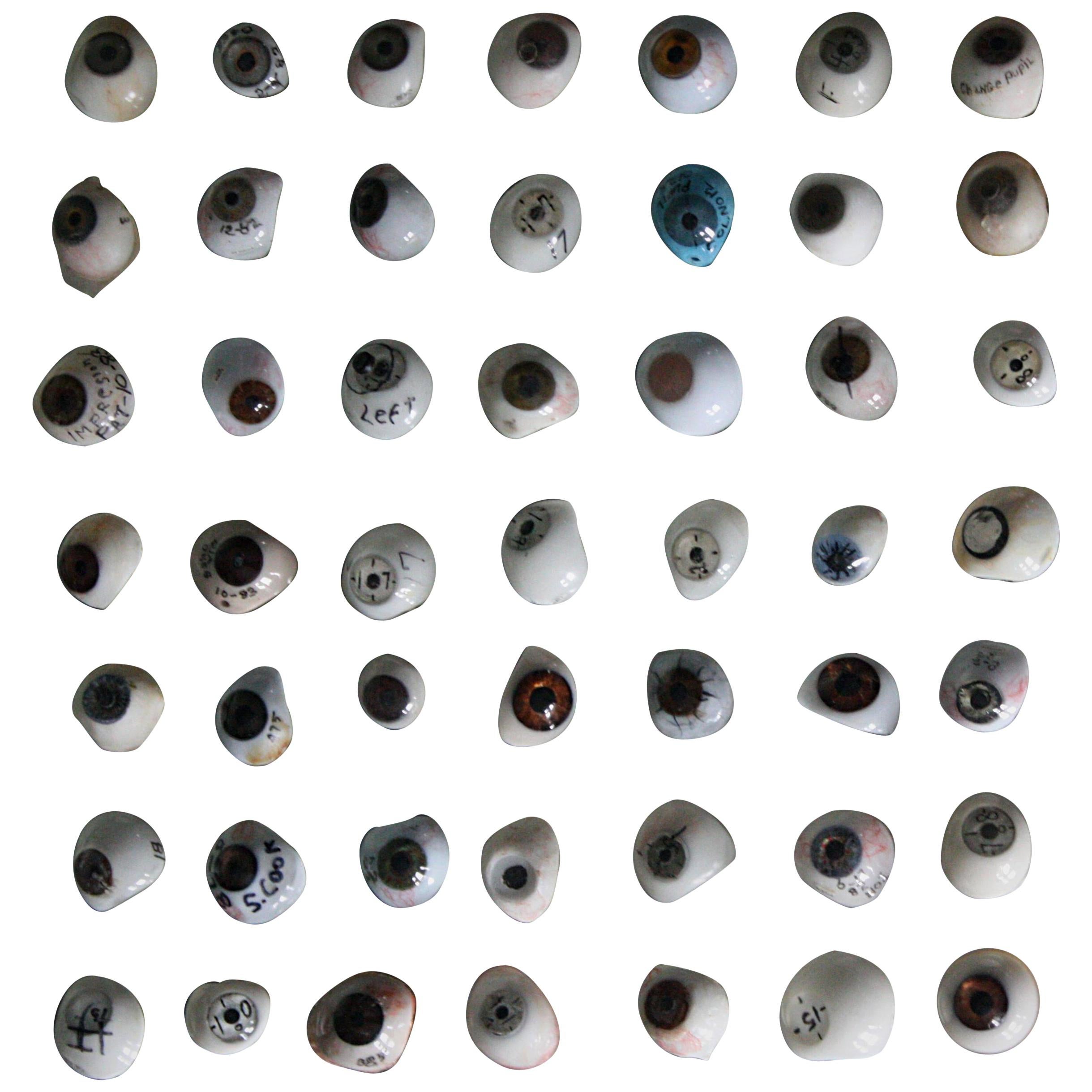 Early 20th Century Large Collection of Ocular Prosthesis Glass Eyes