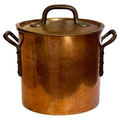 Grand pot en cuivre du début du 20e siècle avec poignées en fer