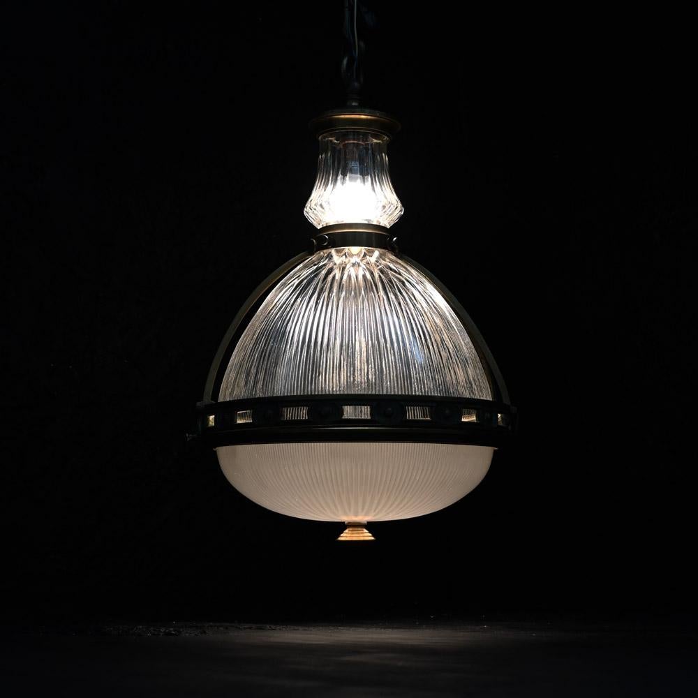 Early 20th Century Large Double Bulb French Holophane Pendant 6