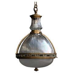 Early 20th Century Large Double Bulb French Holophane Pendant
