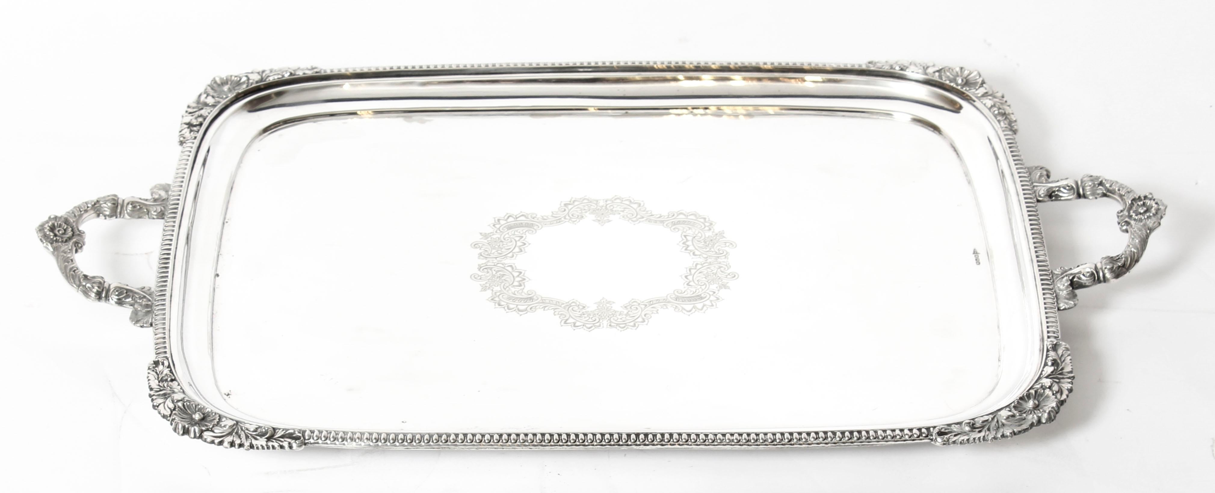 Early 20th Century Large Edwardian Silver Plated Twin Handled Tray 8