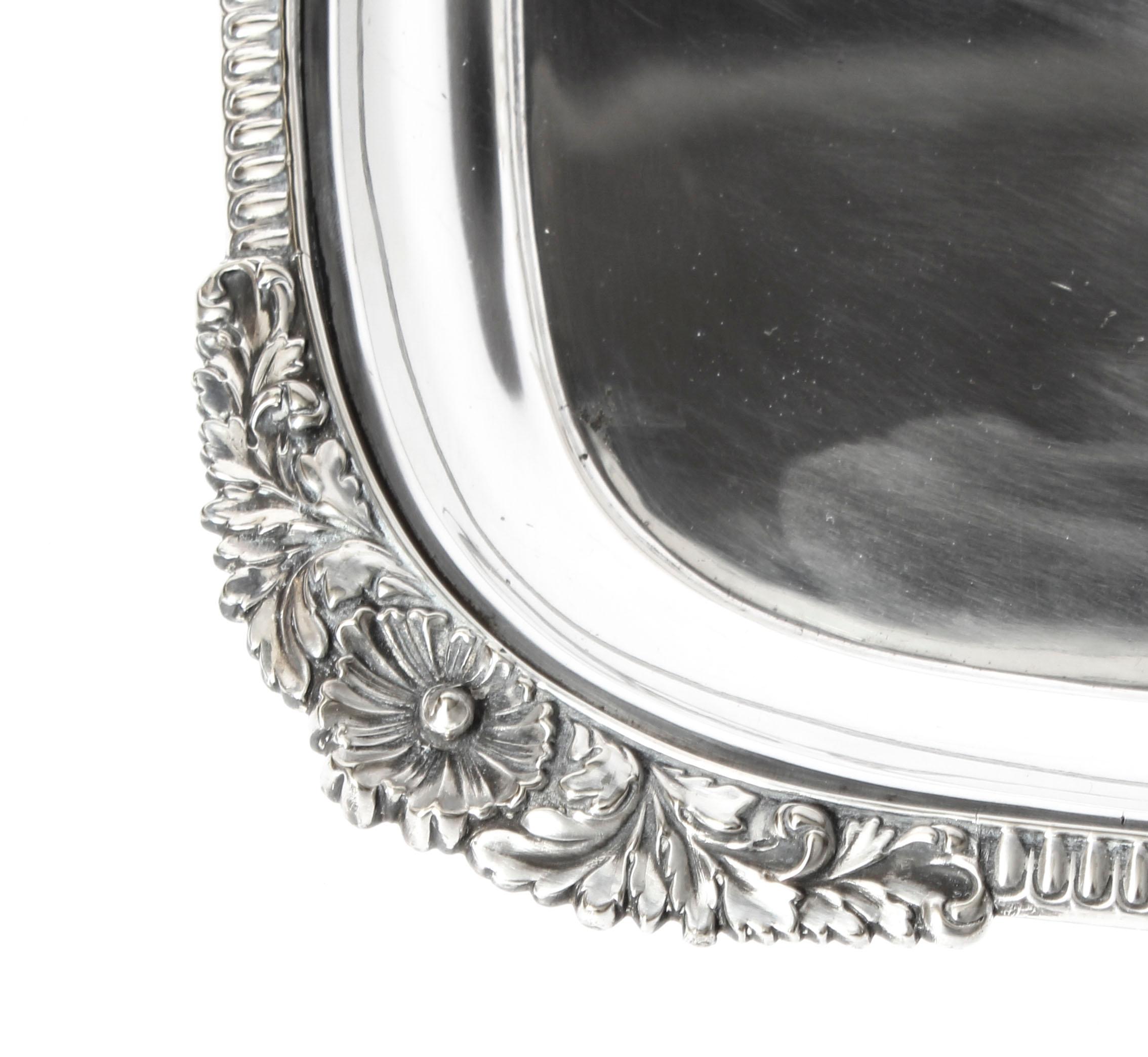 Early 20th Century Large Edwardian Silver Plated Twin Handled Tray In Good Condition In London, GB