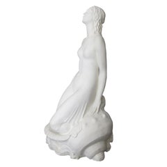 Early 20th Century Large & Elegant English Plaster Statue of a Seated Mermaid