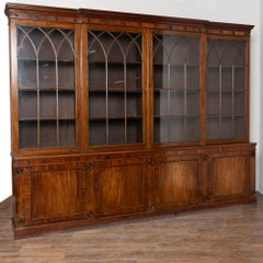 Early 20th Century Large English Mahogany Bookcase with Glass Doors
