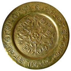 Early 20th Century Large Floral Motif Copper Wall Plate