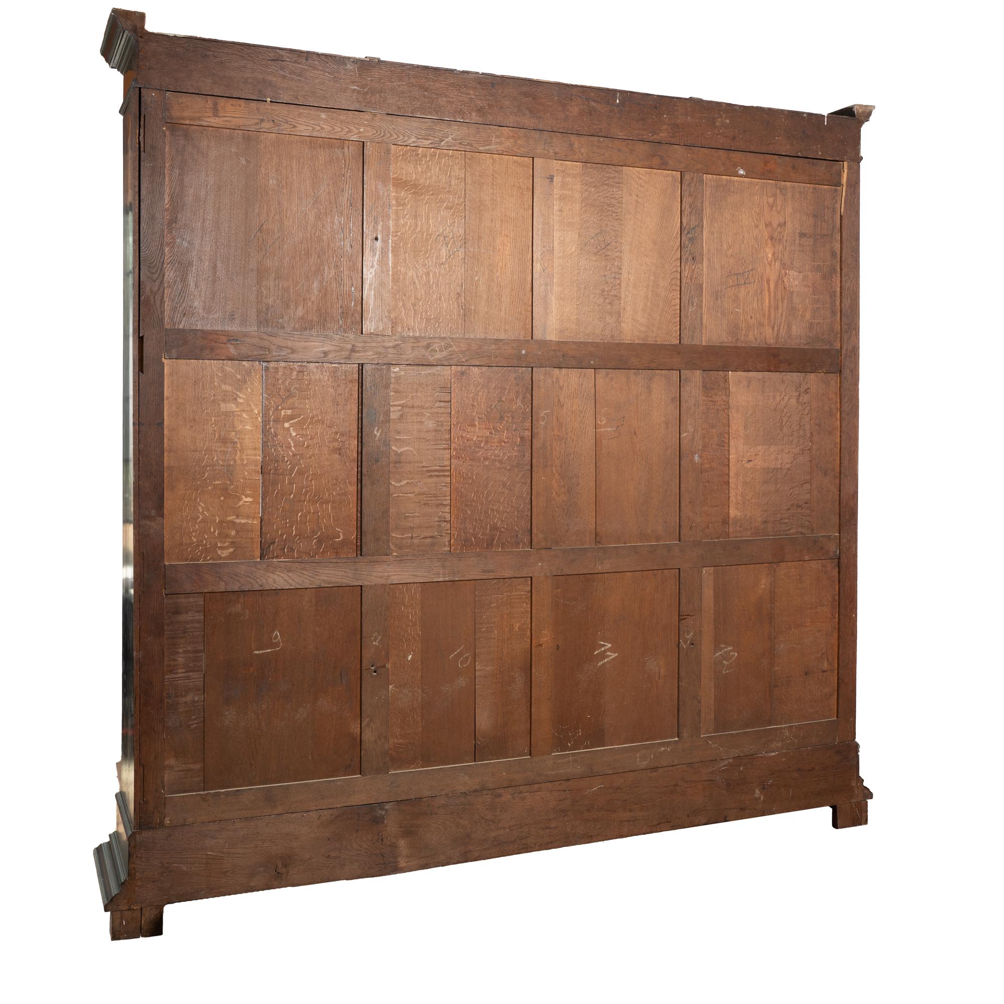 Early 20th Century Large French Black Bookcase Display Cabinet For Sale 7