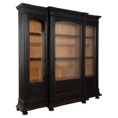Early 20th Century Large French Black Bookcase Display Cabinet