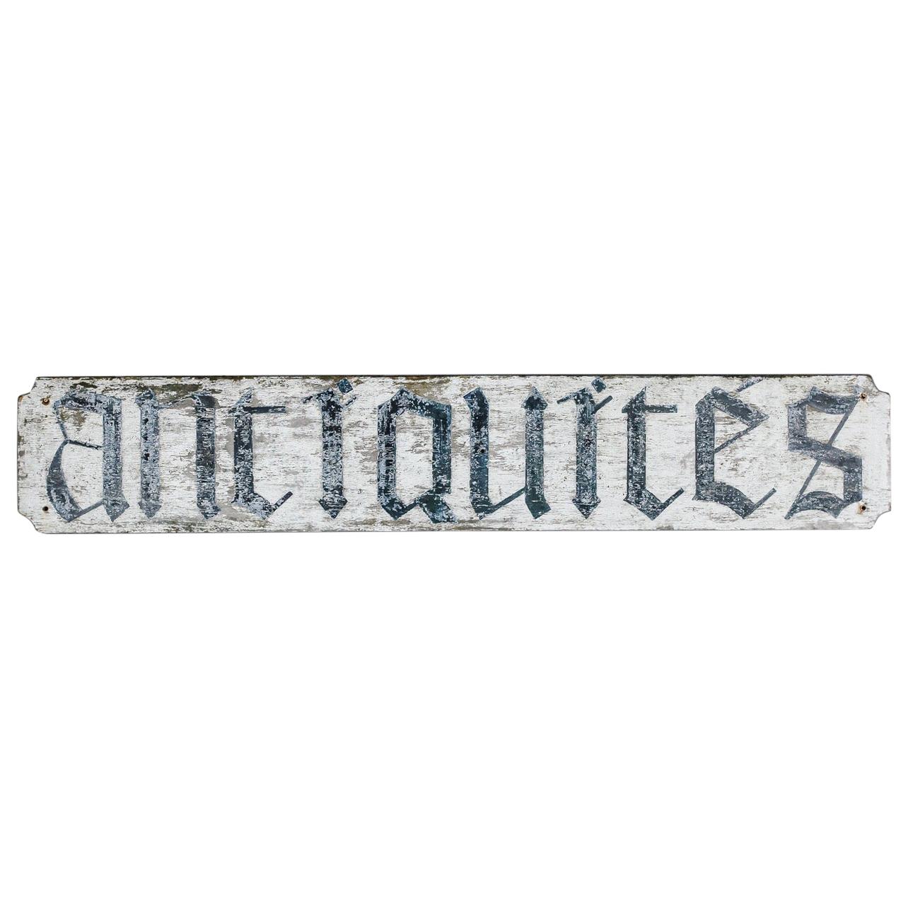 Early 20th Century Large French Hand Painted Antiquities Shop Sign