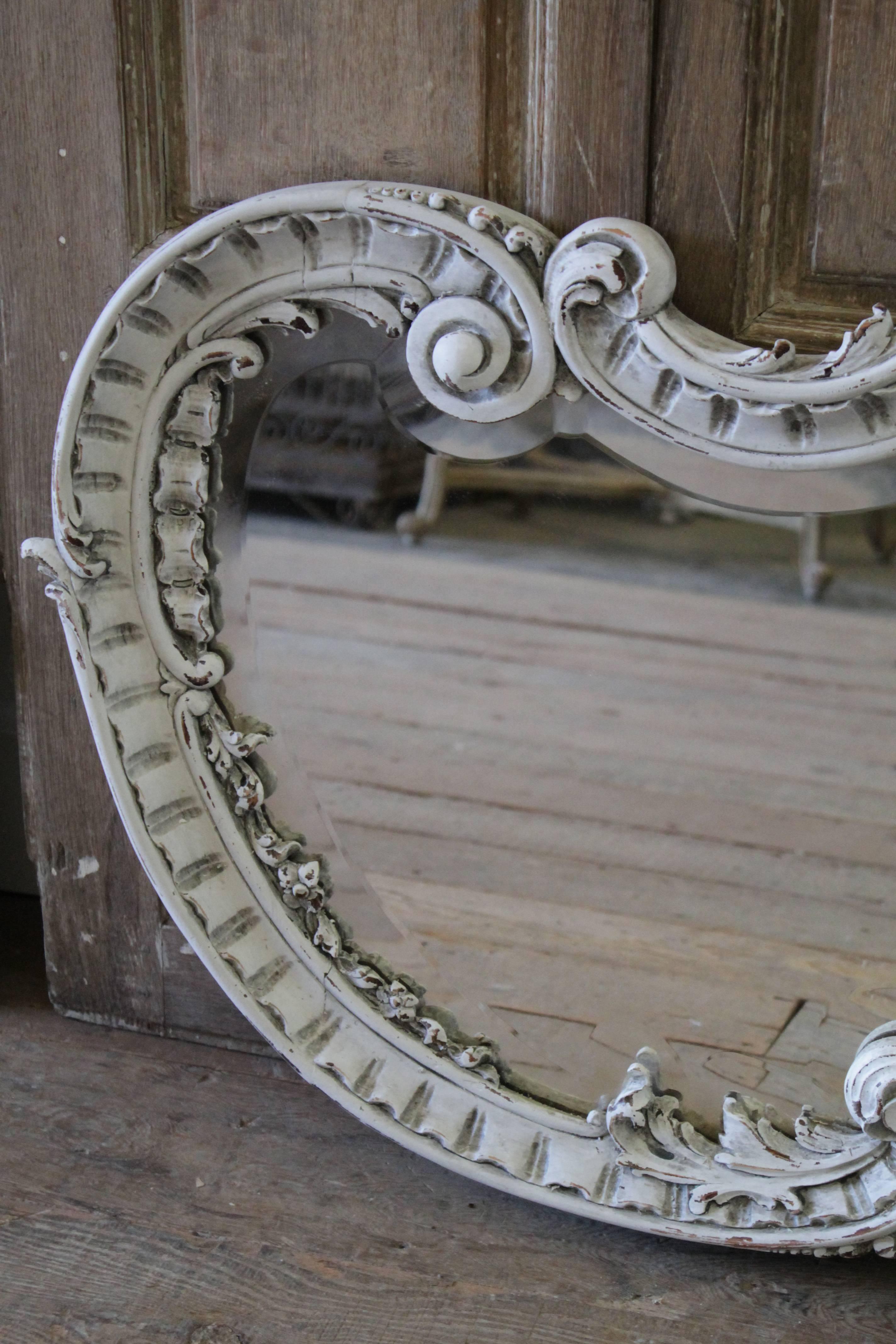 Early 20th Century Large Hand-Carved French Rococo Style Mirror 1