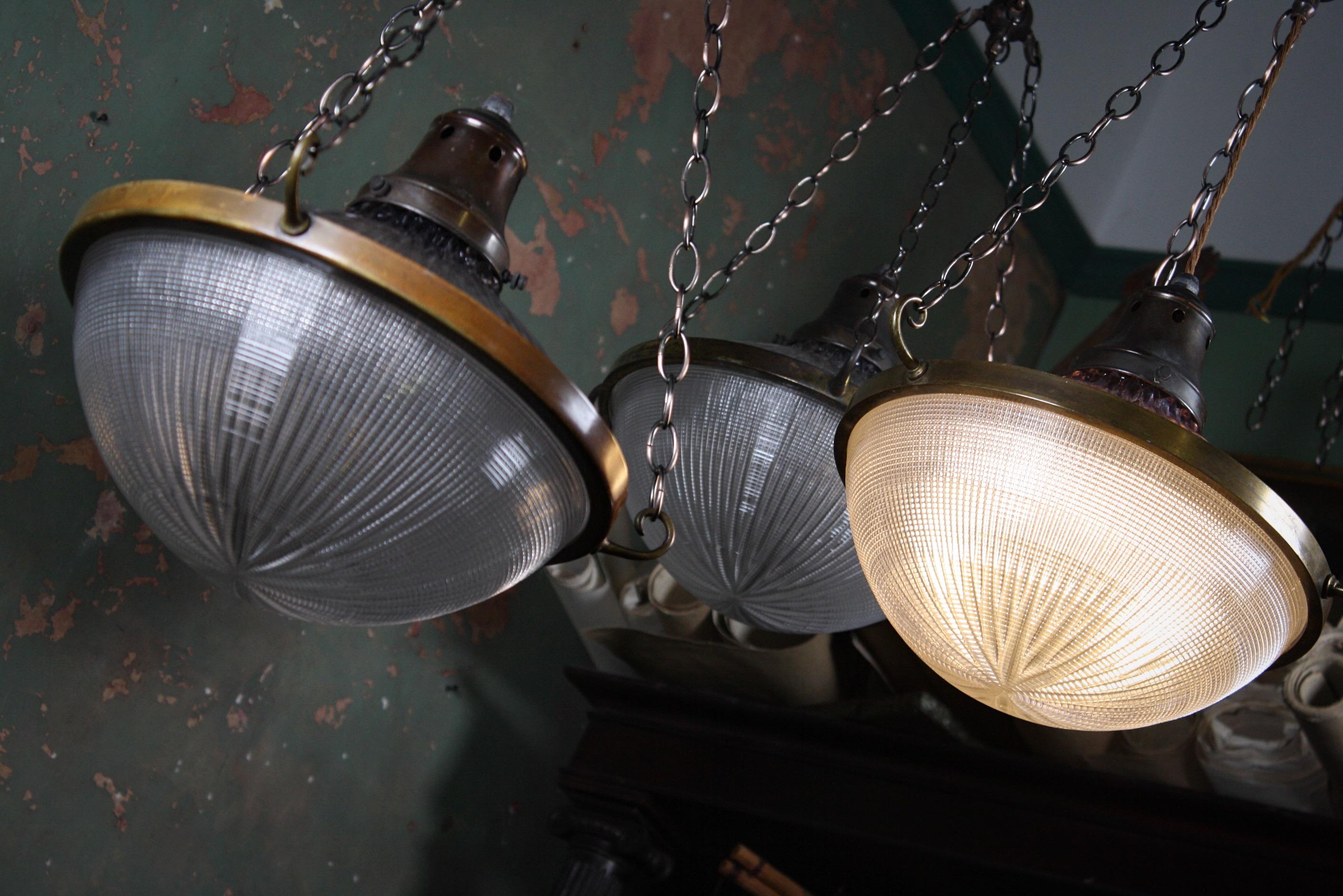 Early 20th Century Large Holophane Blondel Stiletto Pendants Lights 3 Available 5